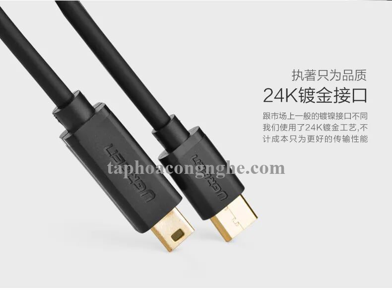 Ugreen 30184 0.5M màu Đen Cáp TypeC (3.1) sang Mini USB US153 30030184